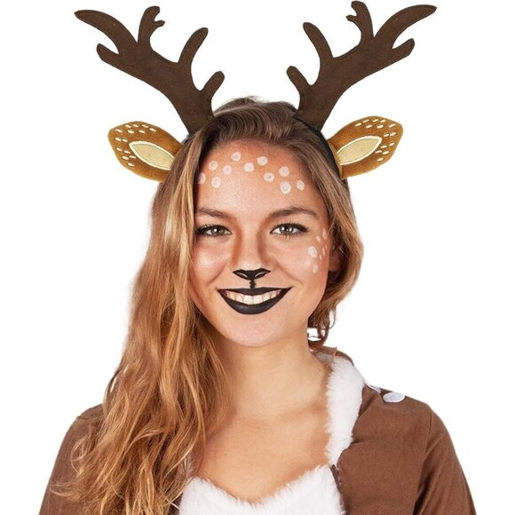 Accessories - Deer Antlers Headband Plush Ears Halloween Christmas Costume Accessory